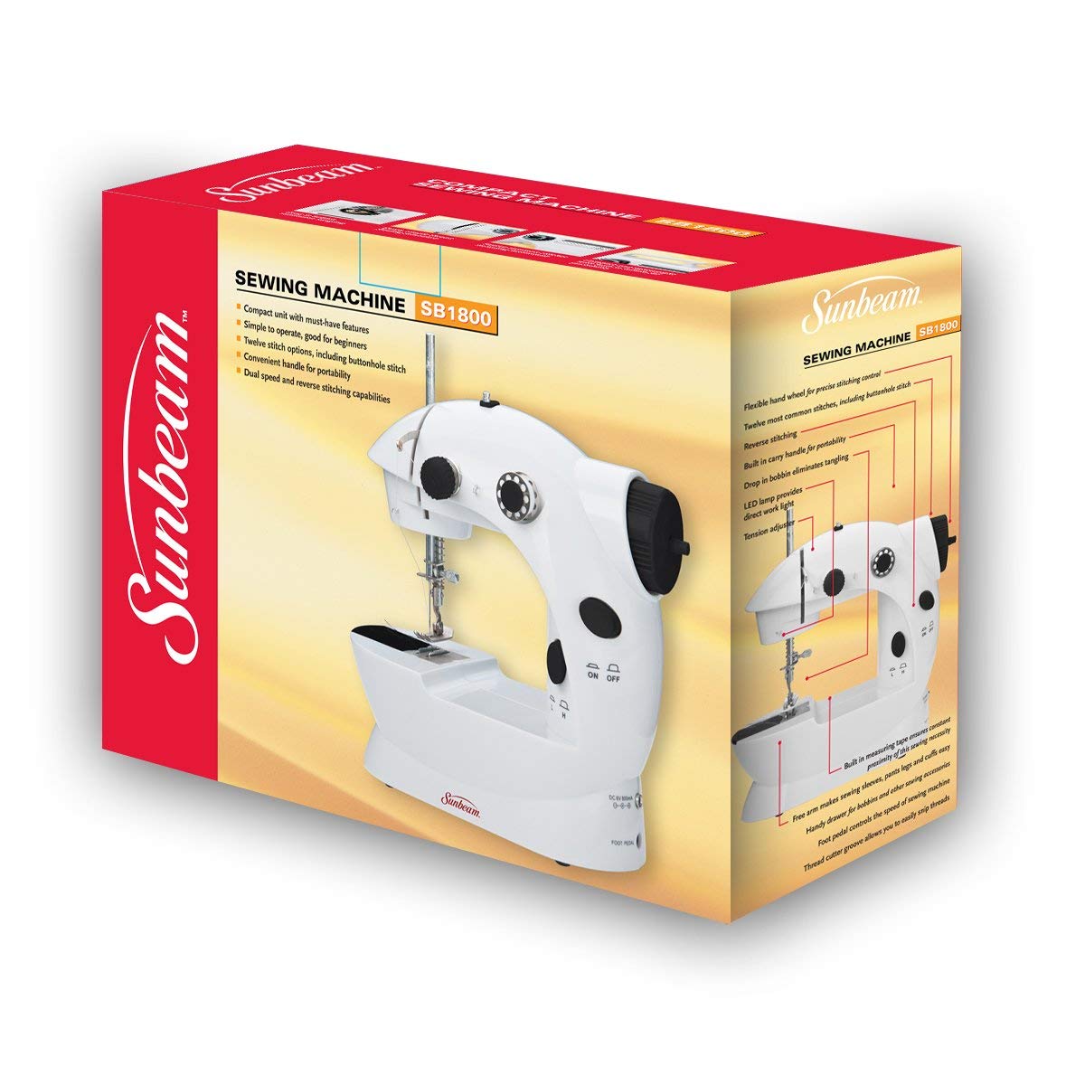Amazon.com: Sunbeam White Mini Sewing Machine, 8.5