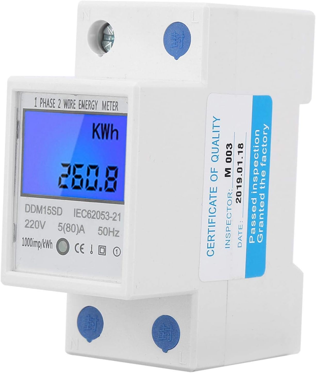 5-80A Energy Meter, DDM15SD Digital LCD Single Phase Energy Meter Electronic KWh Meter with Backlight