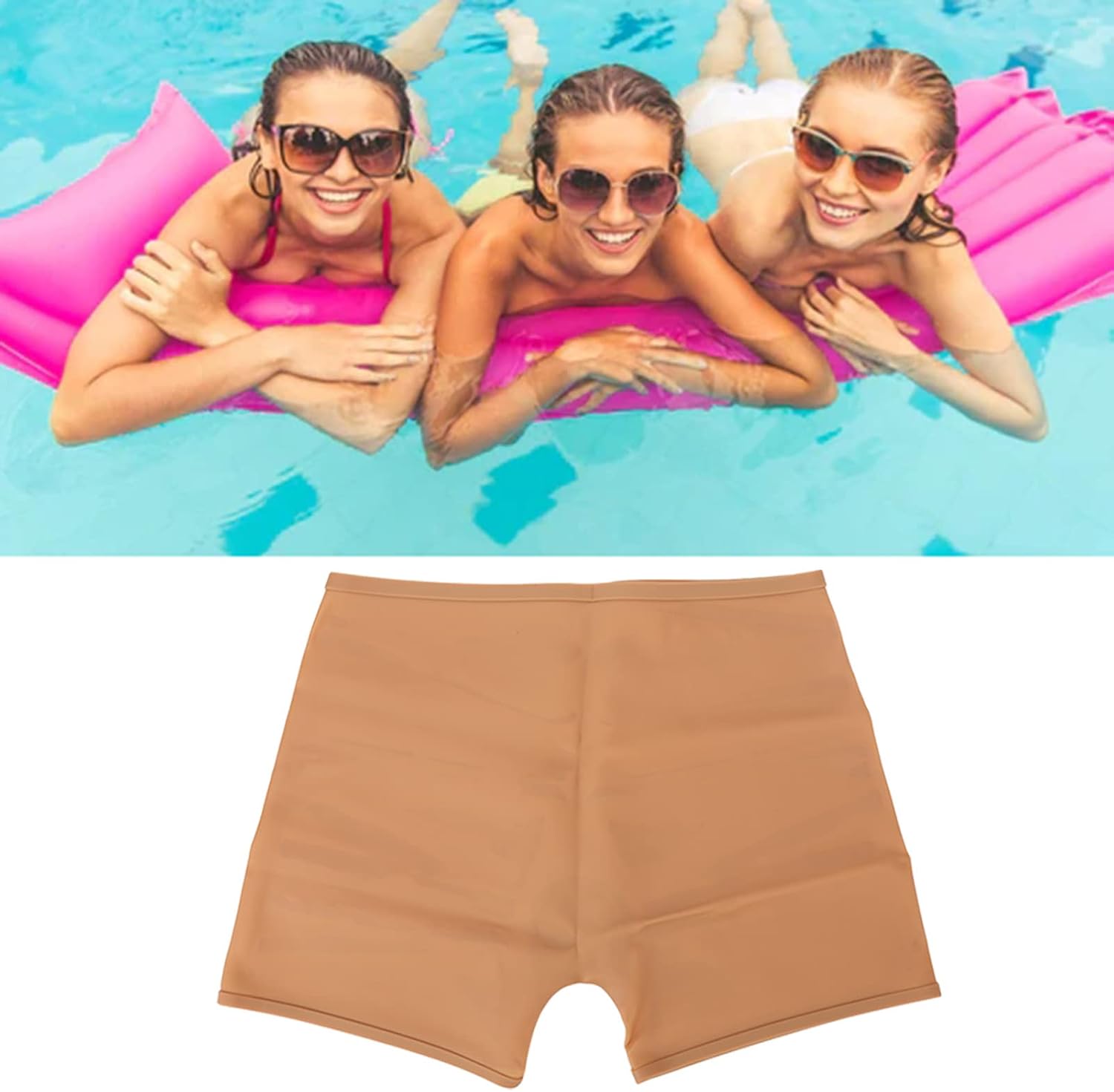 Women Swim Shorts, 4 Corner Silicone Soft Skin Friendly Swimsuit Dresses for Girls Outdoor (Fleshcolor)