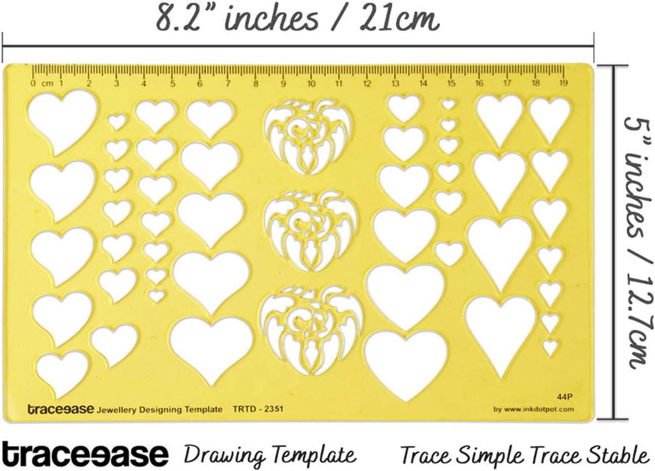 Traceease Heart Shapes Jewelery Settings Jewelry Templates Drafting Tools Jewellery Designing Stencils
