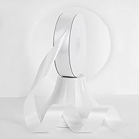 Vista 110 de MEEDEE - Cinta de satén blanca de 2 pulgadas, cinta blanca de lujo de doble cara de 25 yardas, cintas de seda para envoltorios de regalo