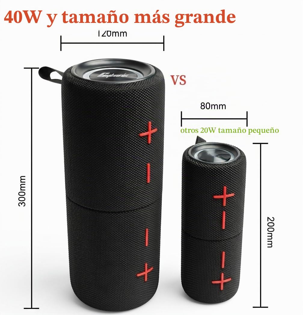 Altavoz Bluetooth magnético dual divisible 2 en 1, altavoces inalámbricos portátiles de 40 W con graves profundos, IPX6 impermeable, Bluetooth 5.3, tiempo de reproducción de 24 horas, sonido estéreo