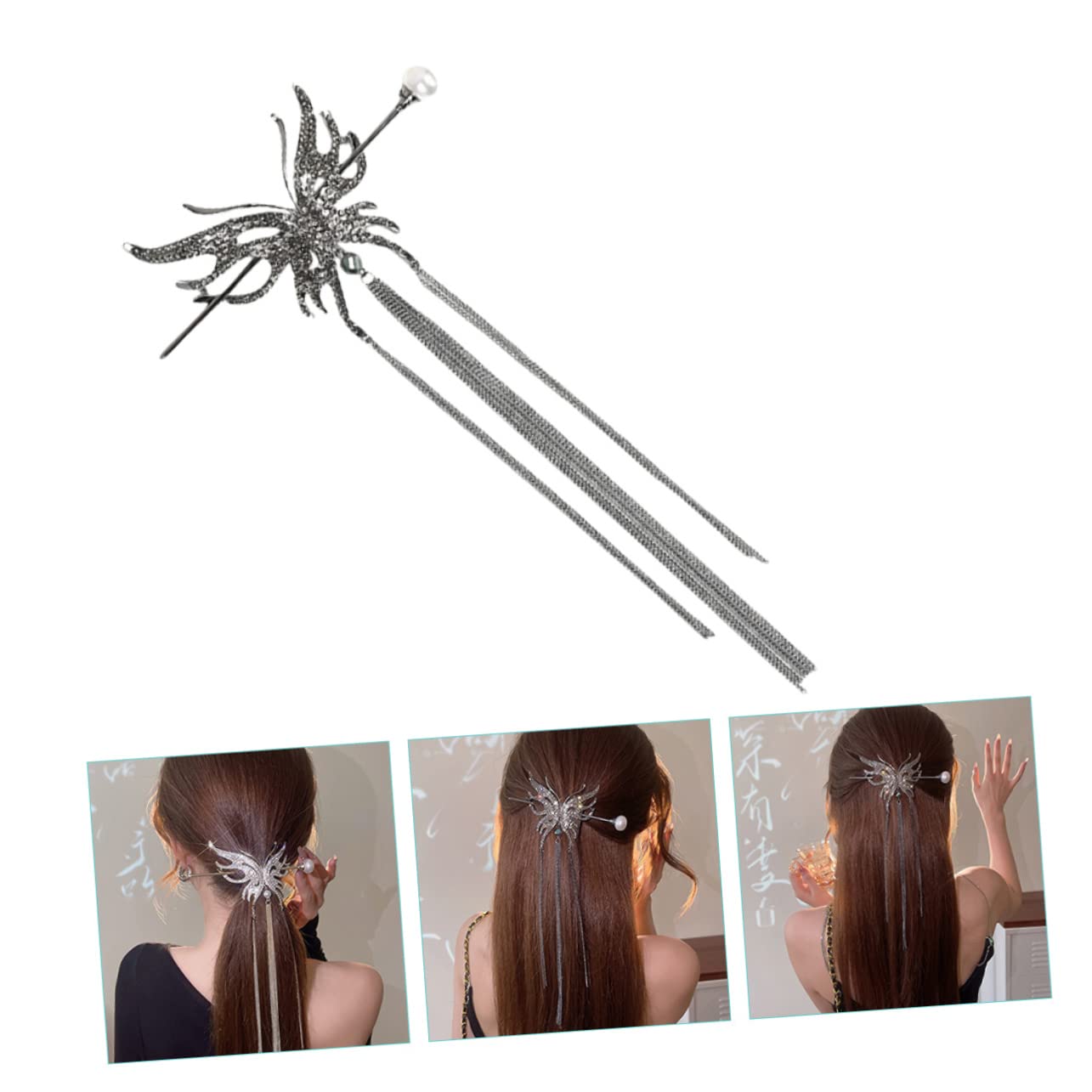 FRCOLOR 5 Pz Forcina per con perle a farfalla barrette forcine fermagli per con perle accessori per cinesi molletta tiara bastoncino per per perla