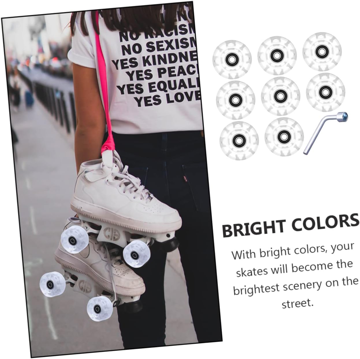 Roller Skates Accessories Pu Roller Skating Wheels Replacement Wheels for Ice Skates Skateboard Skating Glowing Accessories