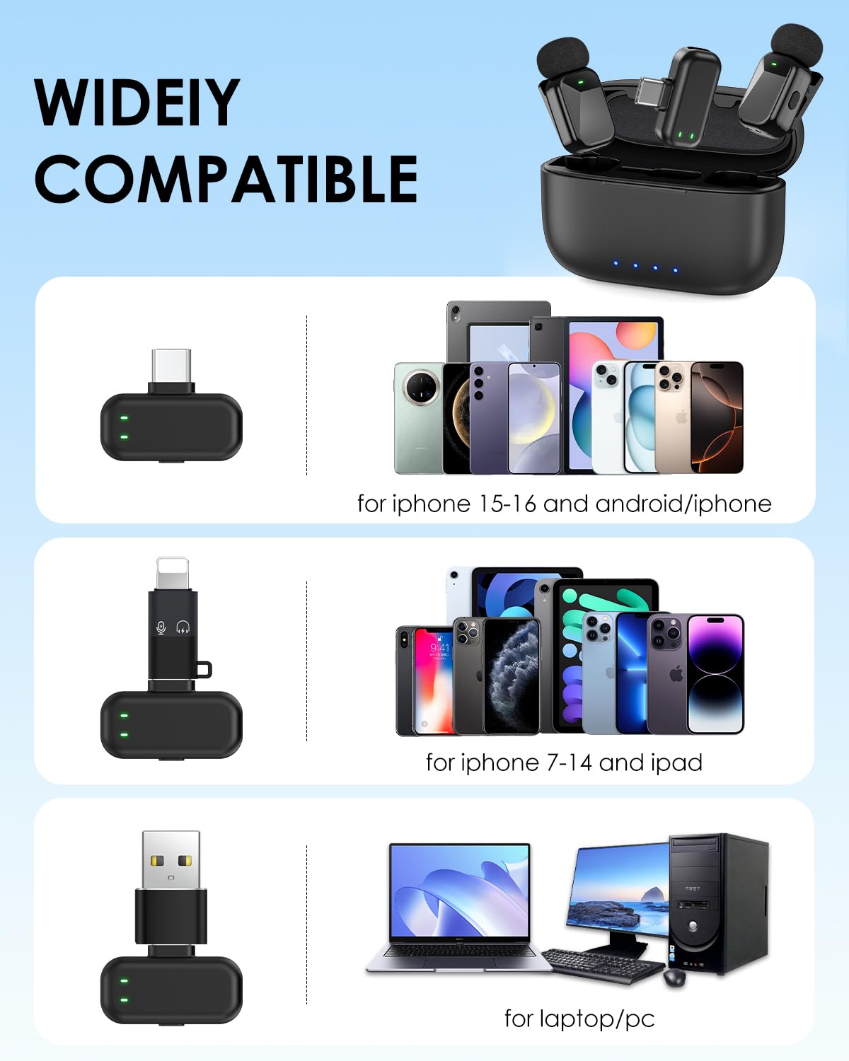 PoP voice Wireless Lavalier Microphone for iPhone/Android - Mini Clip-On Mic with Noise Cancellation, 65ft Range, 12H Battery, Lapel Mic for Record Video, Podcast Vlog Content Creator Interview: Black J27+Charging Case