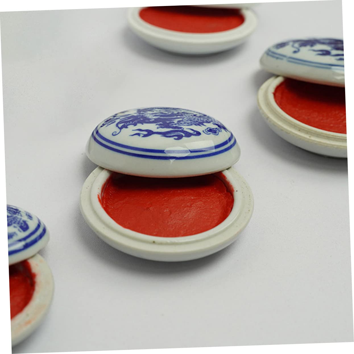 Artibetter 5stücke Kalligrafie-tintenkissen Rotes Stempelkissen Mit Keramikdose Chinesisches Zeichen-tintenkissen Für DIY-projekte Scrapbooking Und Kartenbasteln Praktisches Kalligrafie-zubeh