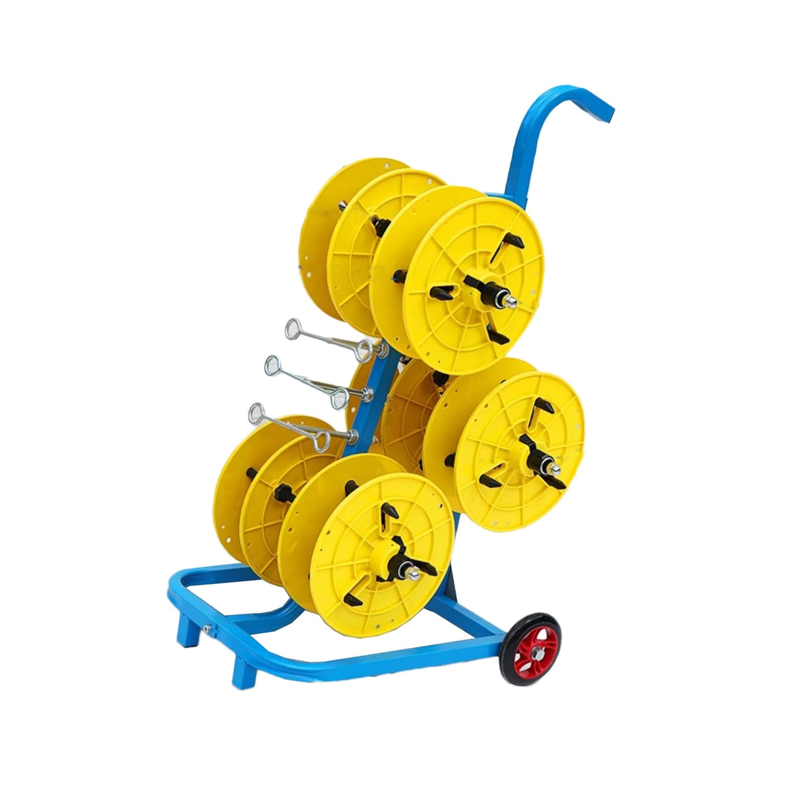 WDSOPK Wire Spool Rack with Wheels,Multi-Spool Wire Rack Dispenser,3 Rods Heavy Duty Wire Spool Cart,Automotive Wiring Storage (Yellow 3 Rods Wire)