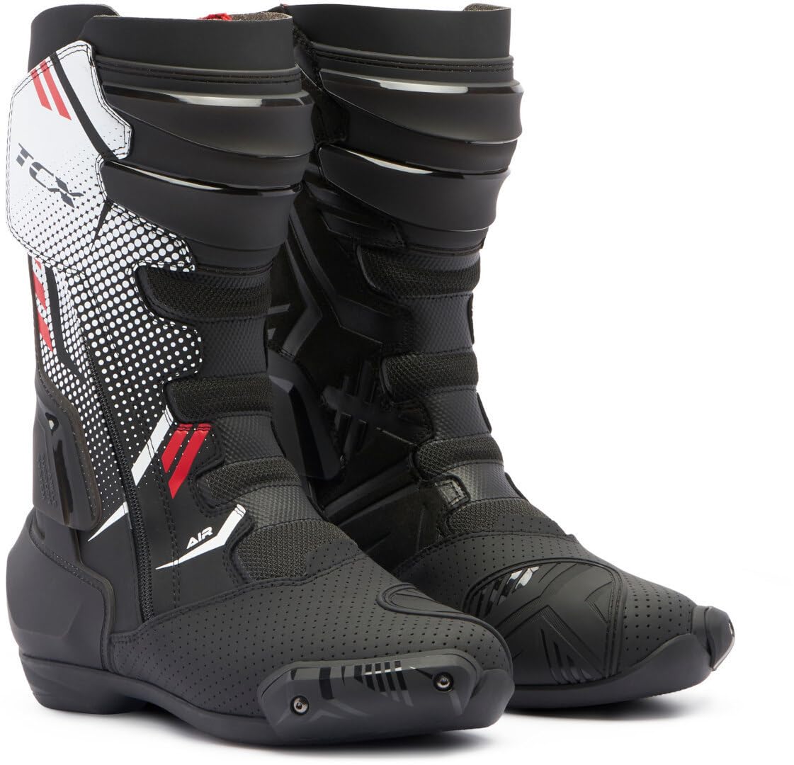 TCX S-tr1 Air Racing Boots, Stivale da Moto Uomo, con Tomaia in Microfibra Perforata al Laser, Chiusura con Zip Elastica Laterale e Velcro