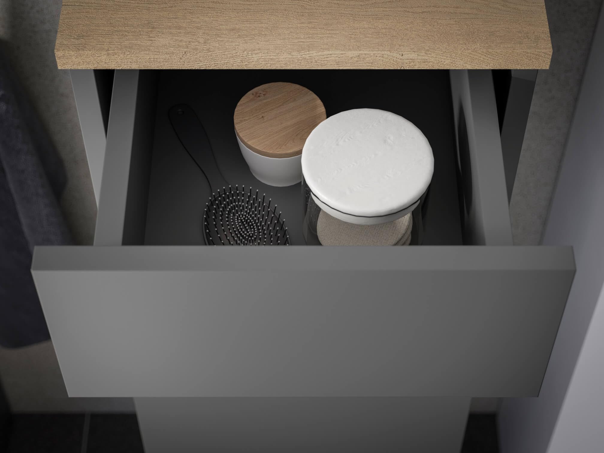 moebel-dich-auf Badezimmer Badmöbel -Set Londres Anthrazit Hochschrank Spiegelschrank Wbu Kommode Set 1