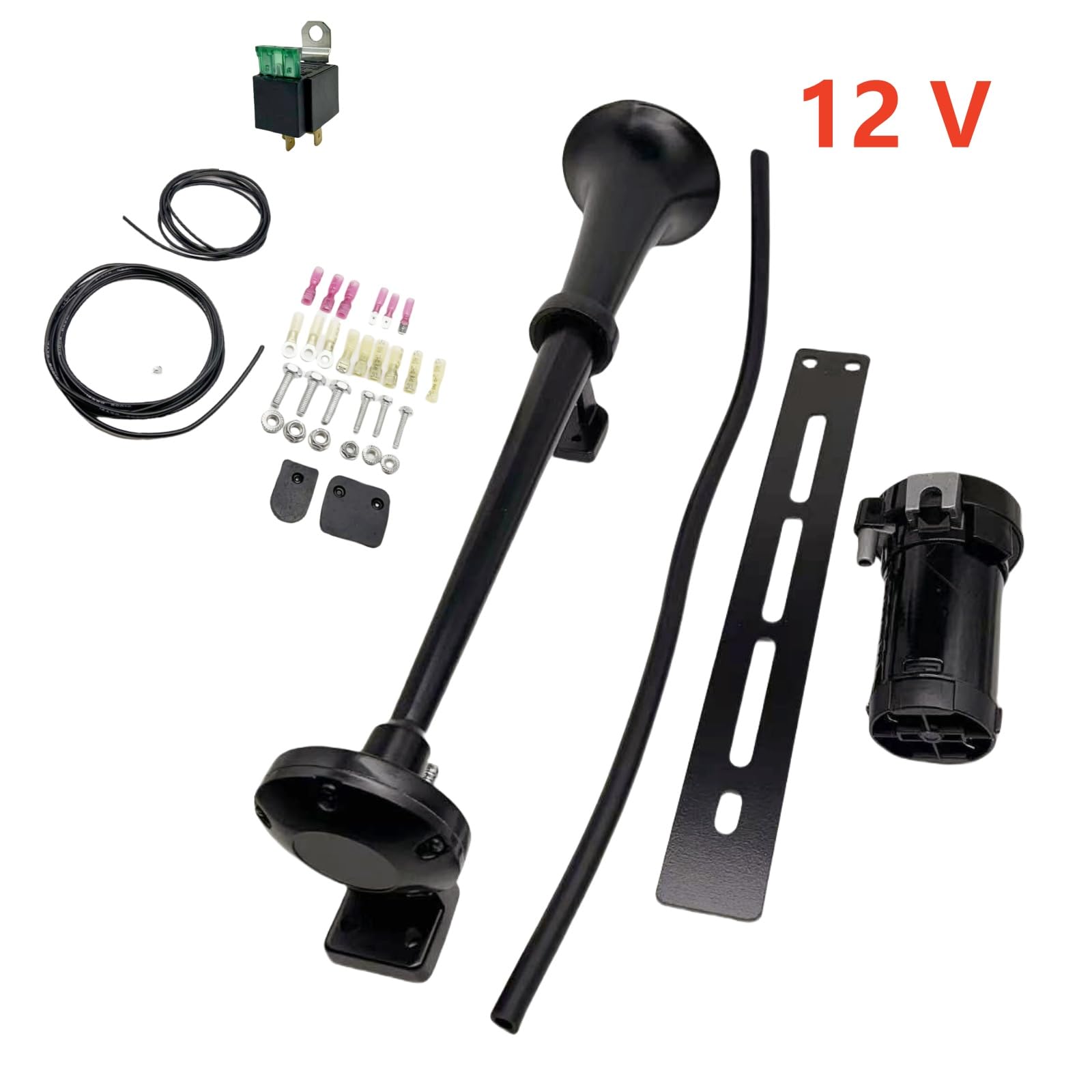 Auto Hupe LKW Hupe Lauter Lautsprecher Innovatives Design Lufthorn und einstellbare Installation car horn Chrom-Zink Trompete schwarz Air Horn mit Luftpumpe für 12V Auto LKW Boot ect