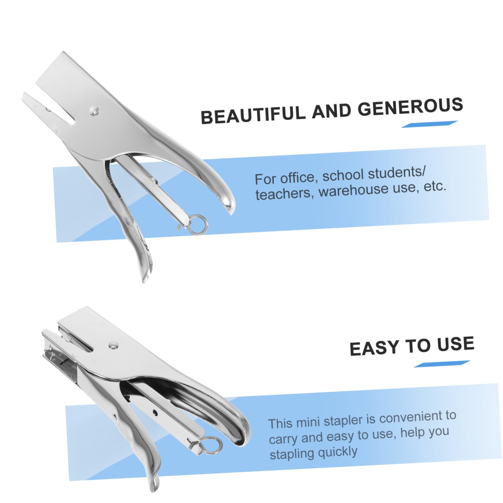 4pezzi Cucitrice Pinza Ergonomica Metallo Per Ufficio Design Senza Ingranaggi Facile Da Usare Risparmio Di Fatica Colore Argento Senza Punti