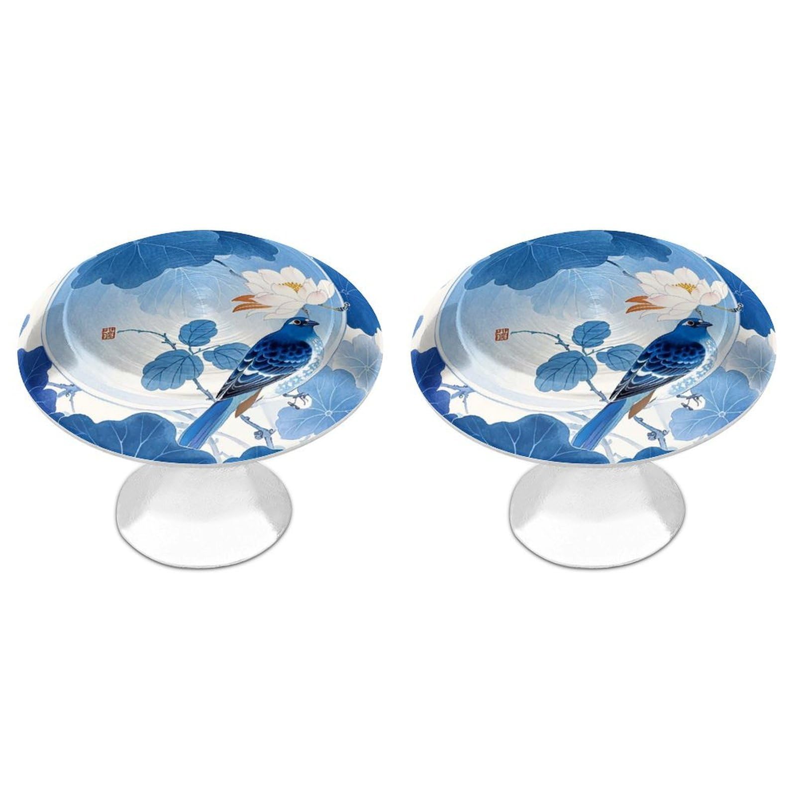 Fekiloot White Blue And Chinese Style Flower And Bird Cabinet Knobs For Kitchen Ornament, Round Zinc Decorative Drawer Pulls For Cabinets Trendy, Dresser Drawers Pulls Bathroom Dresser Knob With Screw