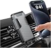 Car Phone Holder Mount, 360 Rotation Adjustable Vehicle Phone Stand with Metal Hook Clip, Auto Cellphone Holder Mount for Air Dashboard Windshield Vent, Universal Fit Carbon Fiber Black