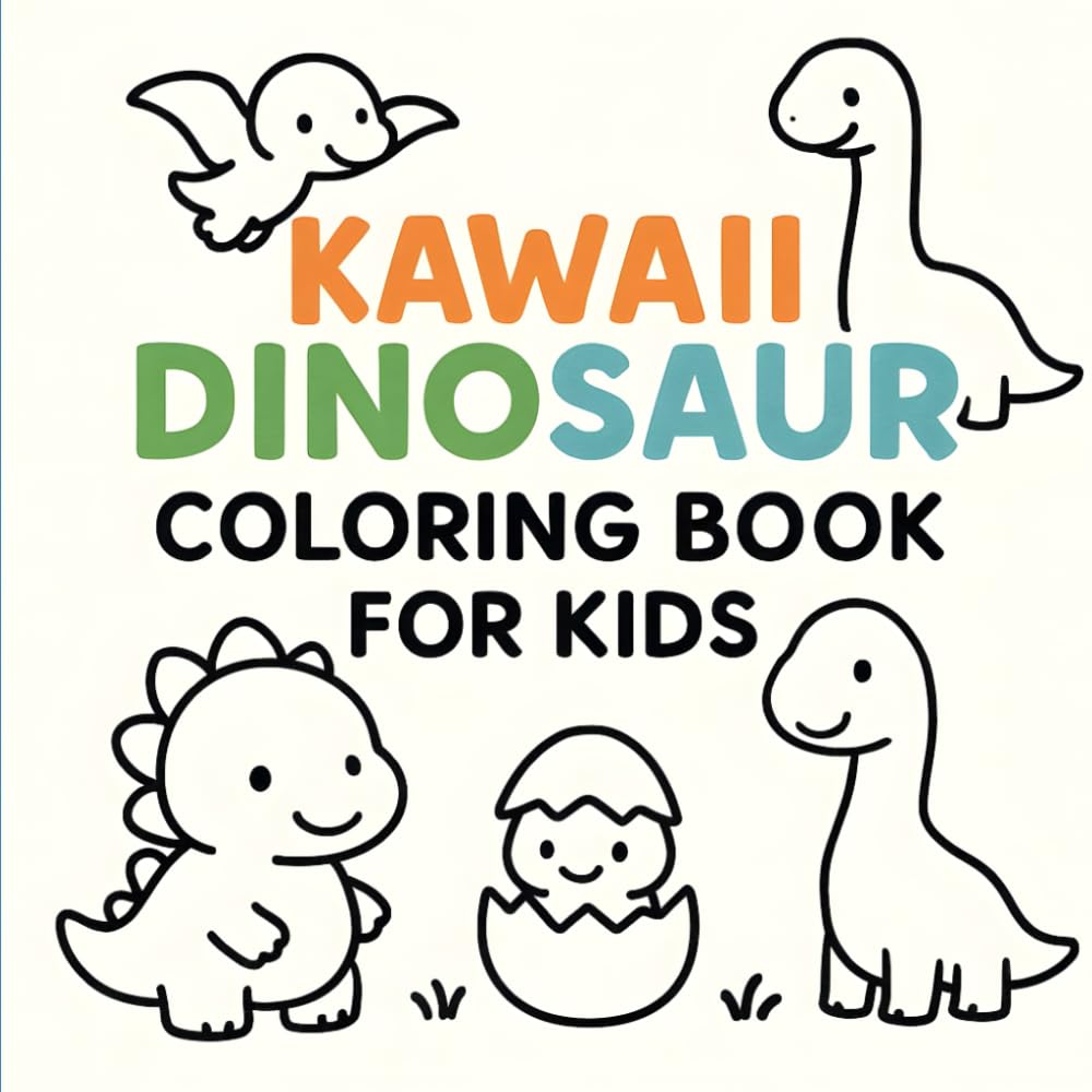 Kawaii Dinosaur Coloring Book for Kids Ages 3–5: Cute & Easy Dinosaur Coloring Pages for Toddlers and Preschoolers: Fun Kawaii Dino Illustrations for Little Artists