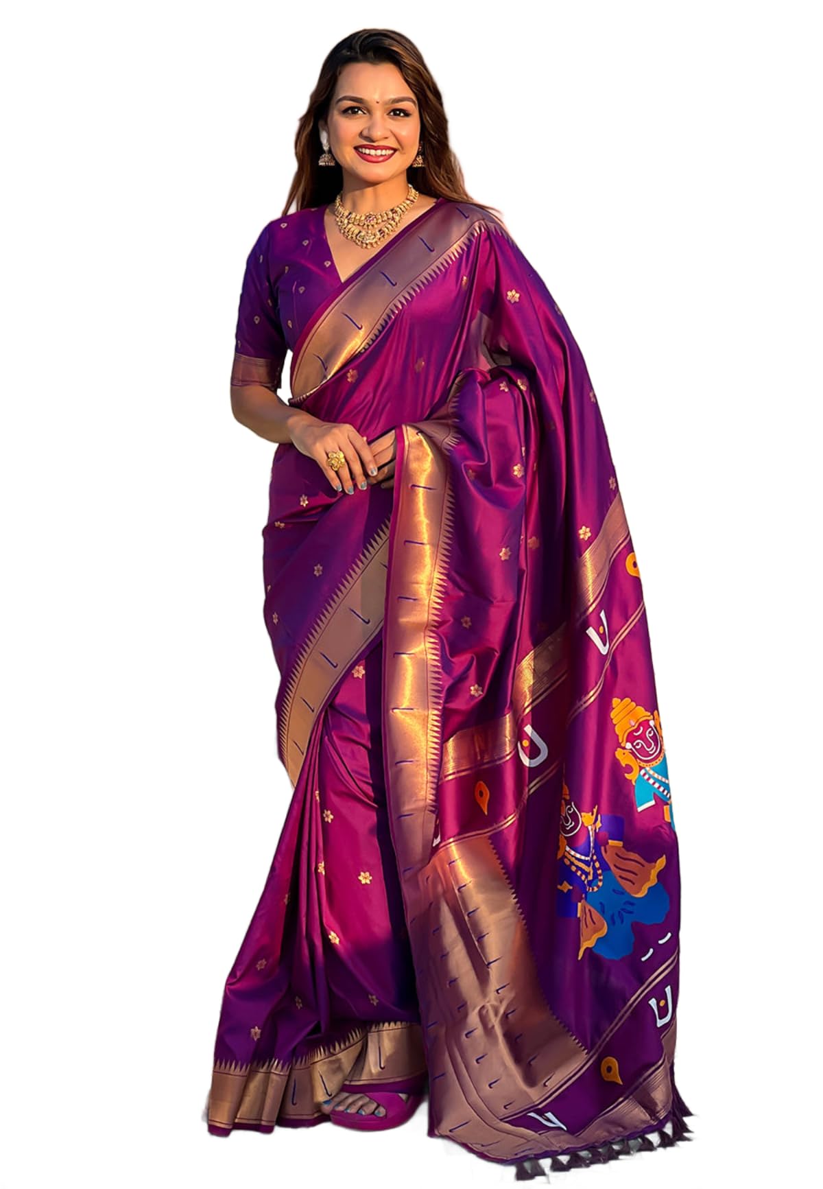 Women's Paithani Silk Saree With Zari Weave and Unstitched Blouse Piece | Elegant Traditional Silk Saree-image-13
