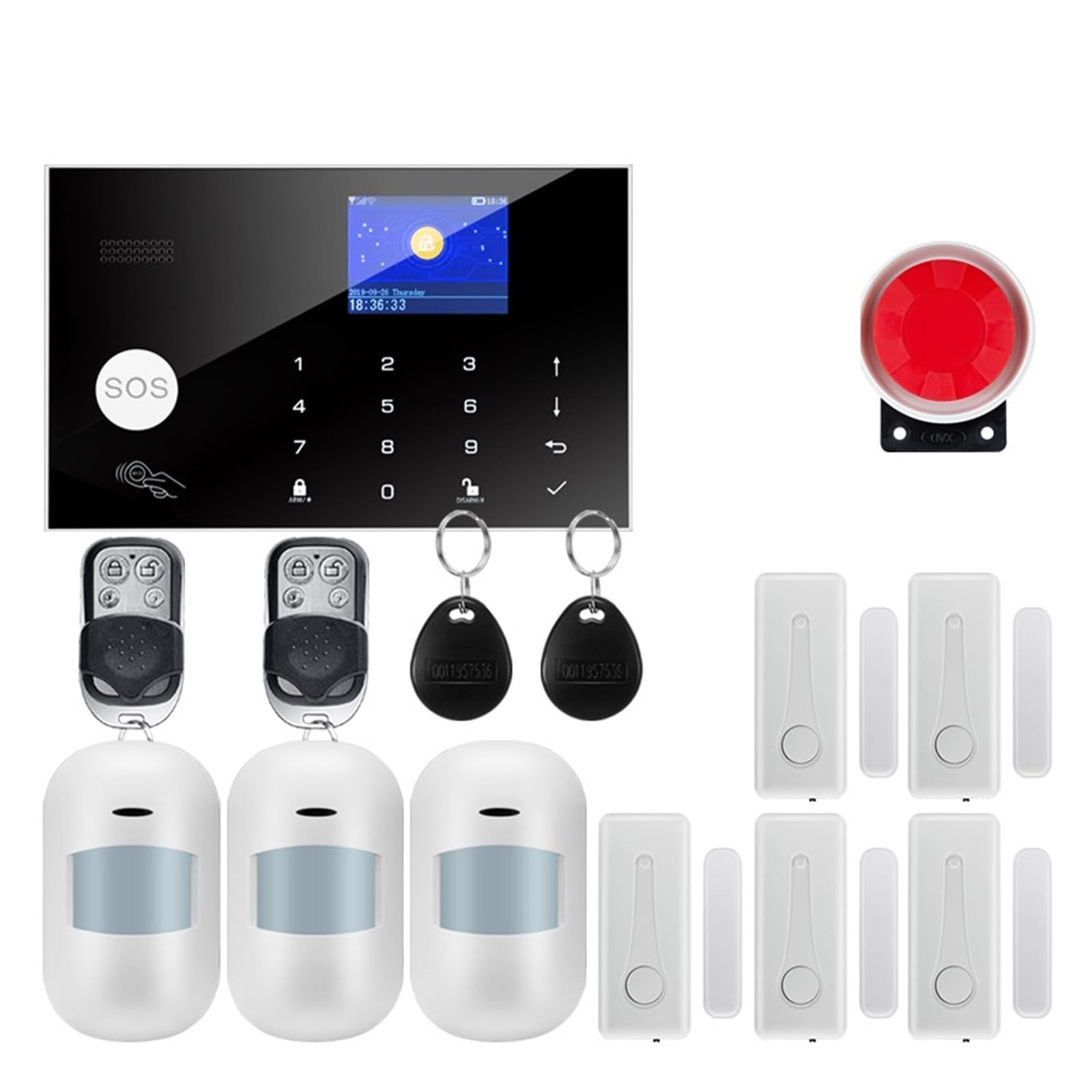 Sistema di Allarme di Sicurezza Domestica, Smart Alarm Wireless gsm Sicurezza Domestica con di Allarme Antifurto Sensore Movimento(W7B5)