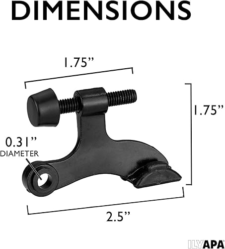 Miniatura 4 de Ilyapa Paquete de 12 bisagras de tope de puerta, color negro, tope ajustable resistente de 2-12 x 1-34 pulgadas, pasador de bisagra con puntas de