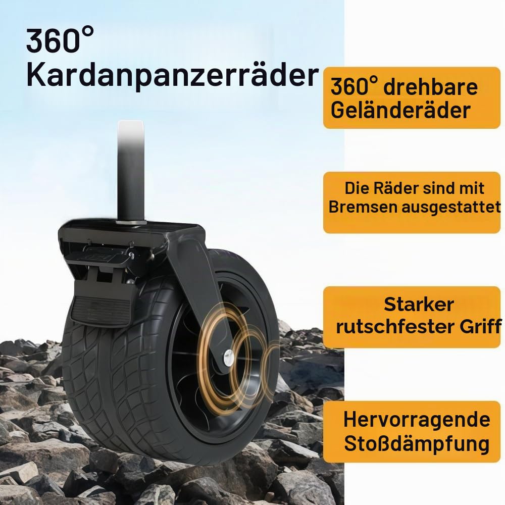Faltbarer Bollerwagen Schwarz mit Rädern