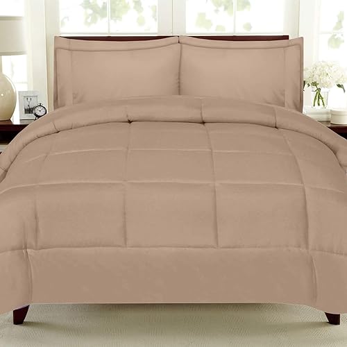 Pride Beddings 800 Thread Count -100% Egyptian Cotton 5 Piece All Season Soft Down Alternative Comforter Set Bag Solid Color All Season Bed Sheets,