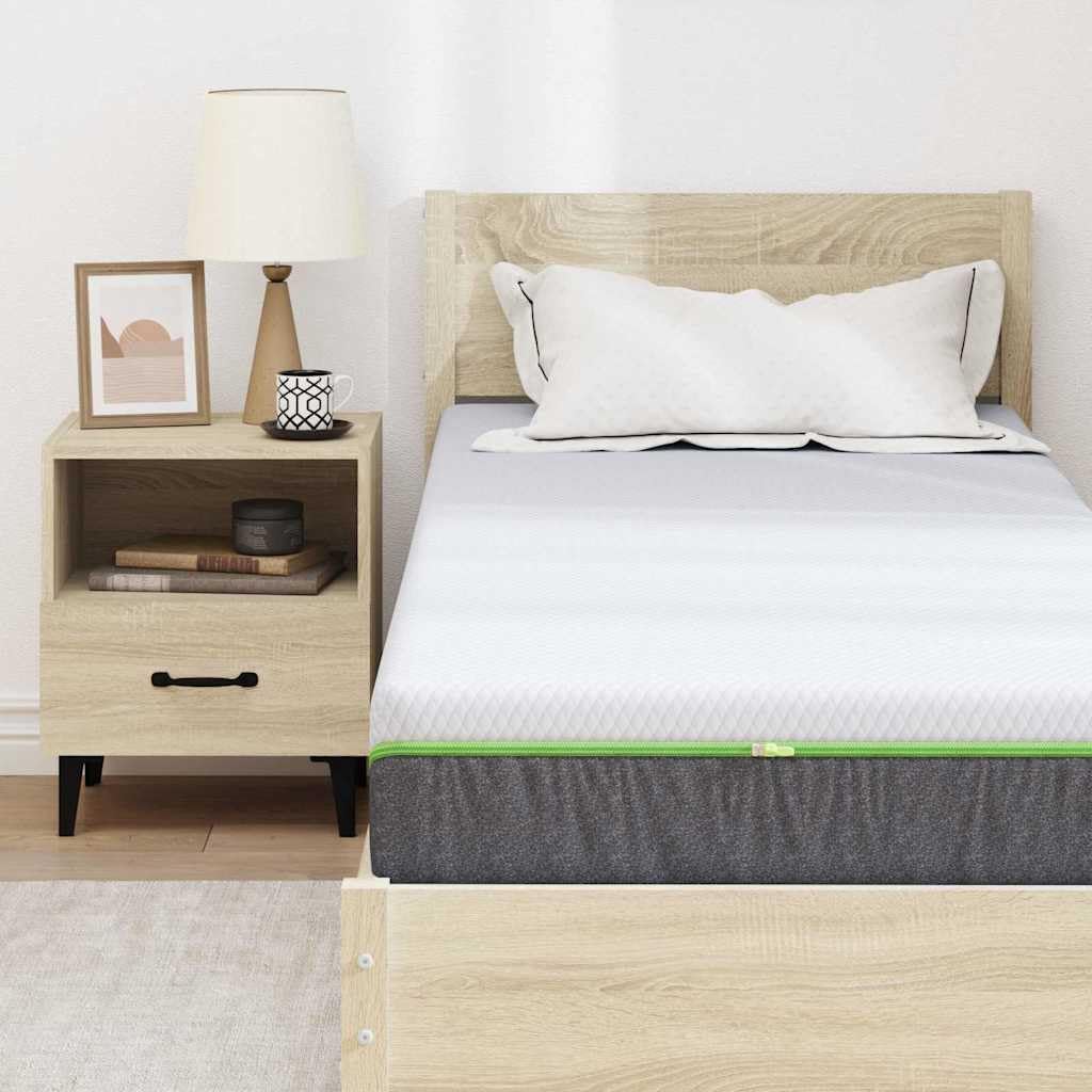 Materac biało-szary, 80 x 200 cm, żakardowy rdzeń ze sprężyn kieszeniowych z pianką żelową z pamięcią kształtu, 7 stref dla ergonomicznego spania na boku w sypialni