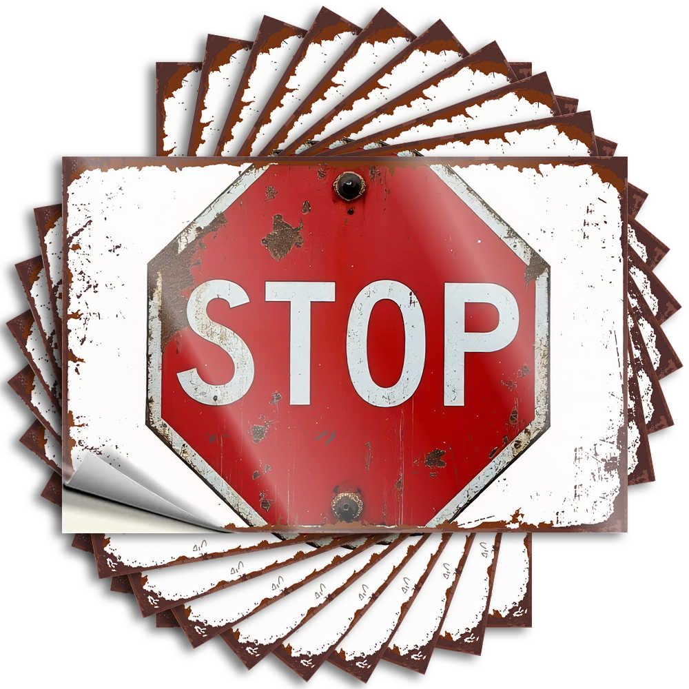 Bumper Affirmation, Drinking Bumper Rustic Red Stop Sign | Guest(6X9CM)
