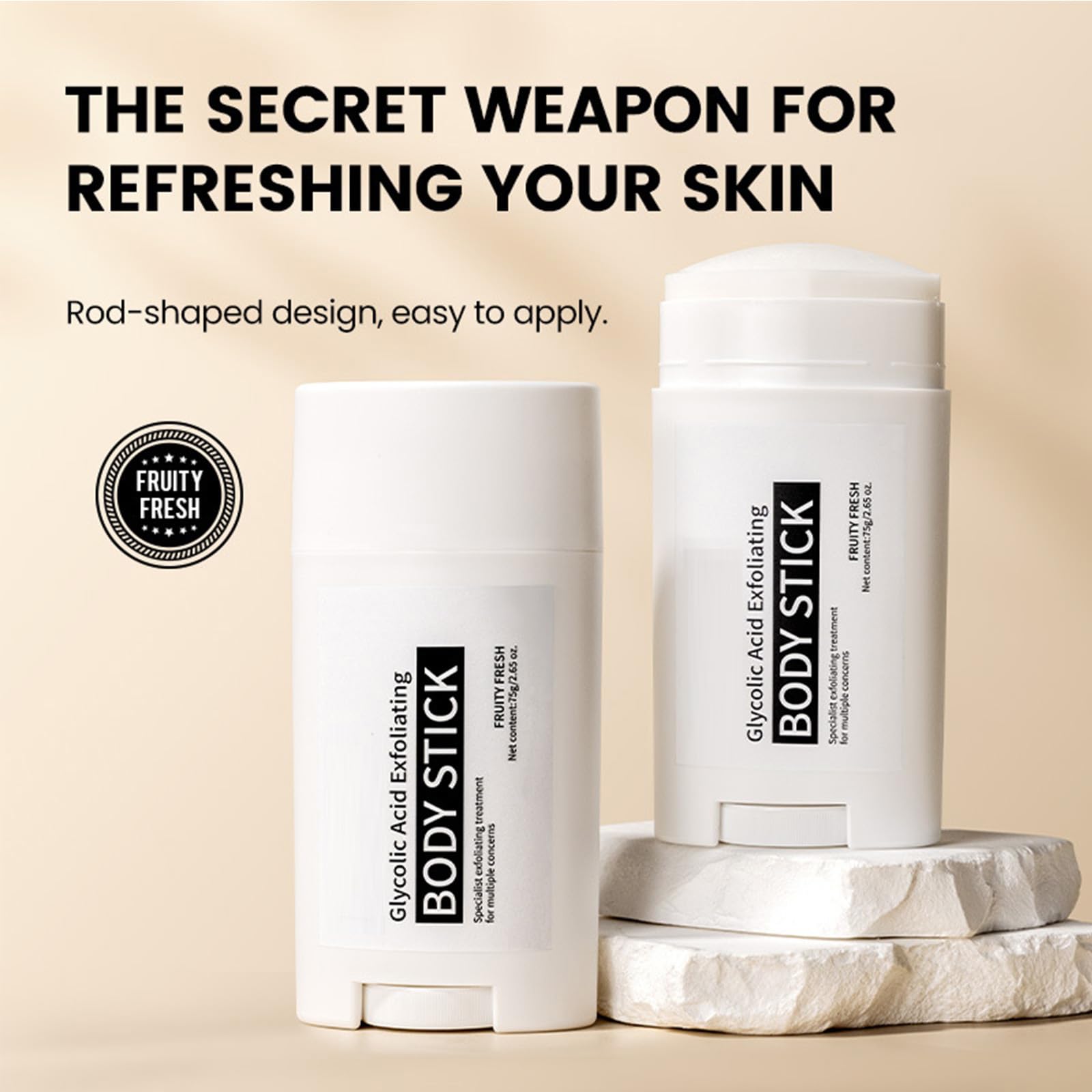Stick esfoliante per il corpo all'acido glicolico, lozione esfoliante, leviga la pelle ruvida, riduce l'aspetto della cellulite, effetto pelle radiosa, stick per la cura del corpo per ascelle, gambe