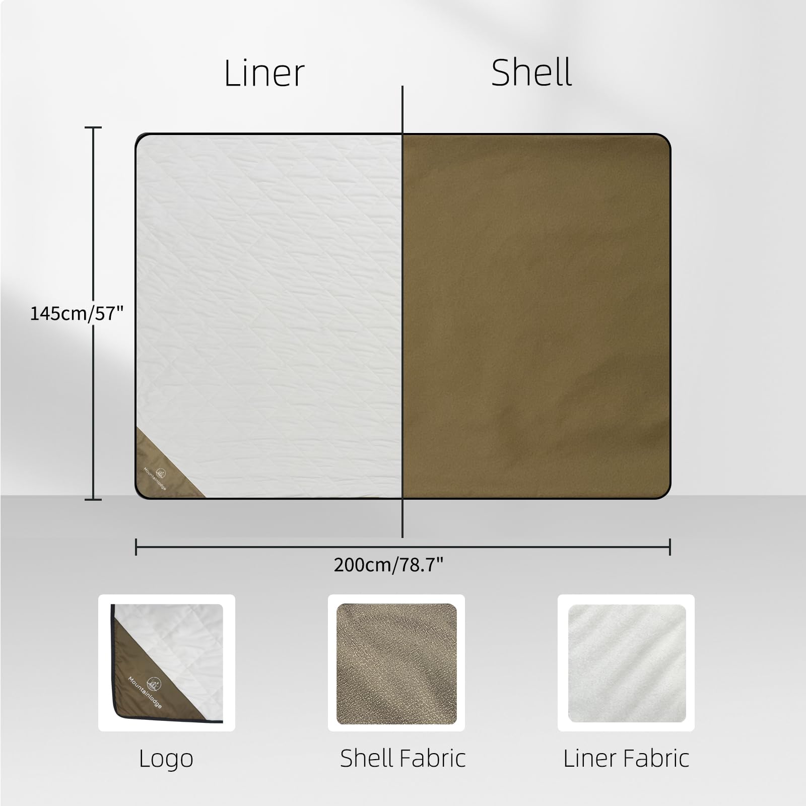 Mountainlodge Outdoor Durable 210D Nylon Oxford Camping Blanket for Adult&Kids&Pets,Portable Packable Wterproof Blanket for Travel,Backpacking and Take Pets a Short Rest. (Loose covershell)