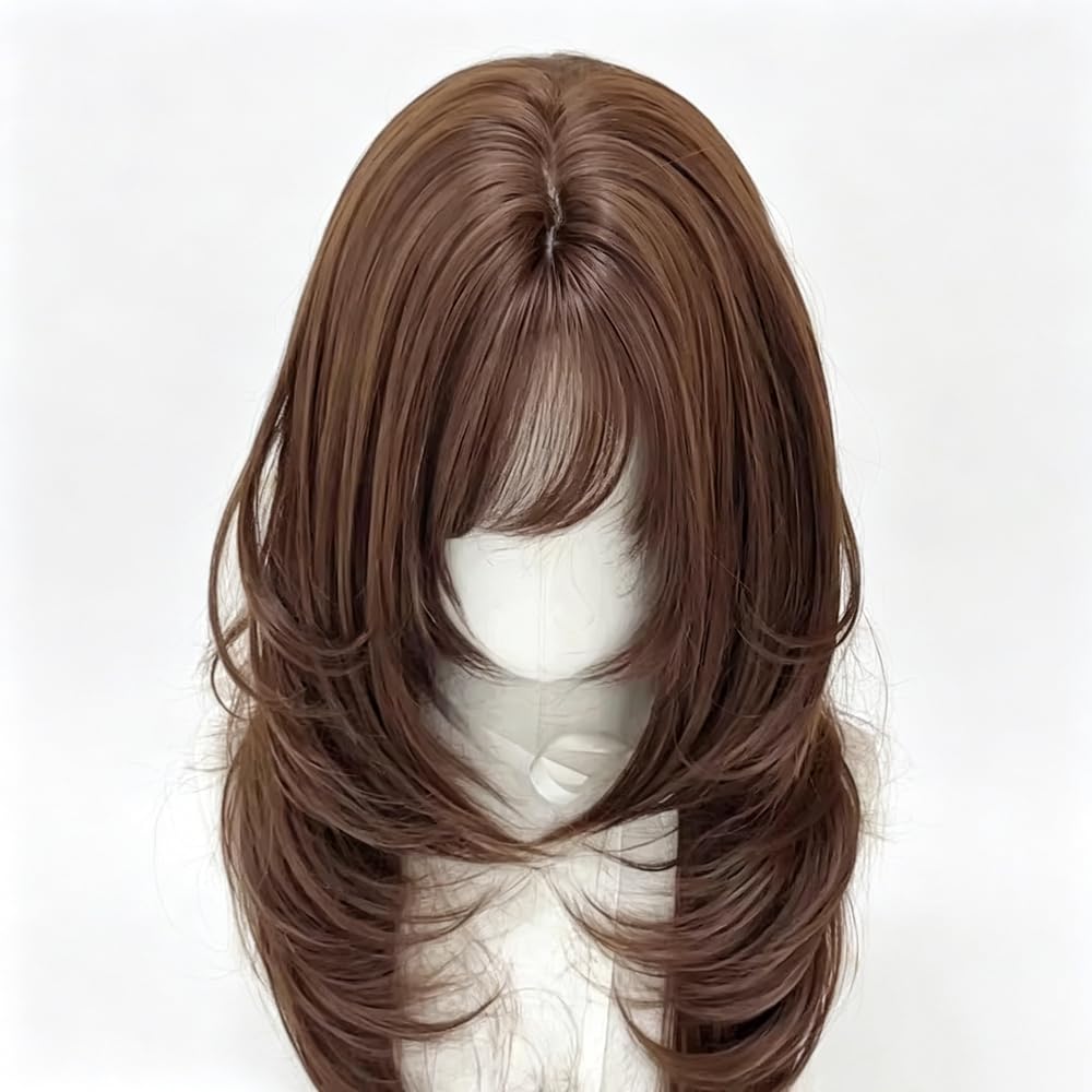 Haarpflege Perücke Für Frauen 50,8 Cm Lange Haarschichten Perücken Mit Pony Hochtemperaturfasern