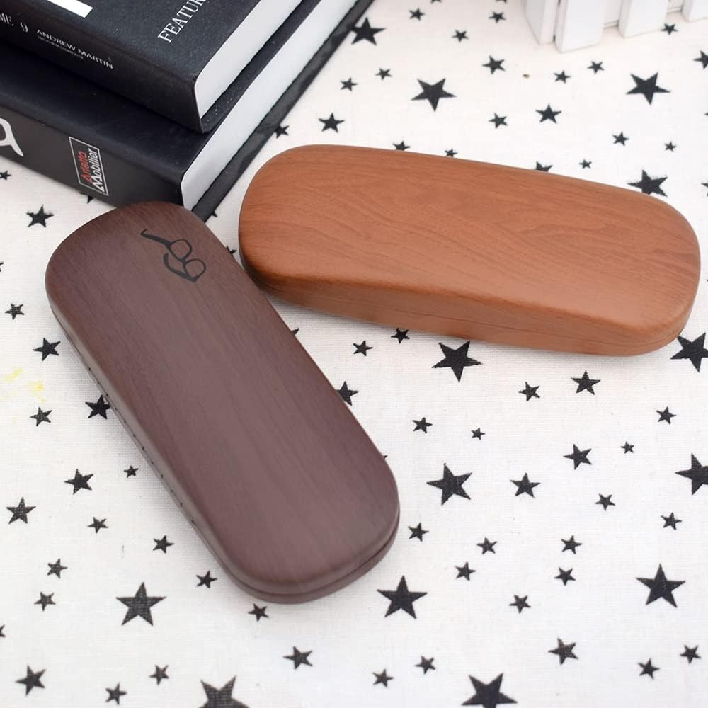 Wood Grain Hard Glasses Case Men Women Kit Holder Metal Reading Glasses Case Box Pu Leather Eyeglass Accessories