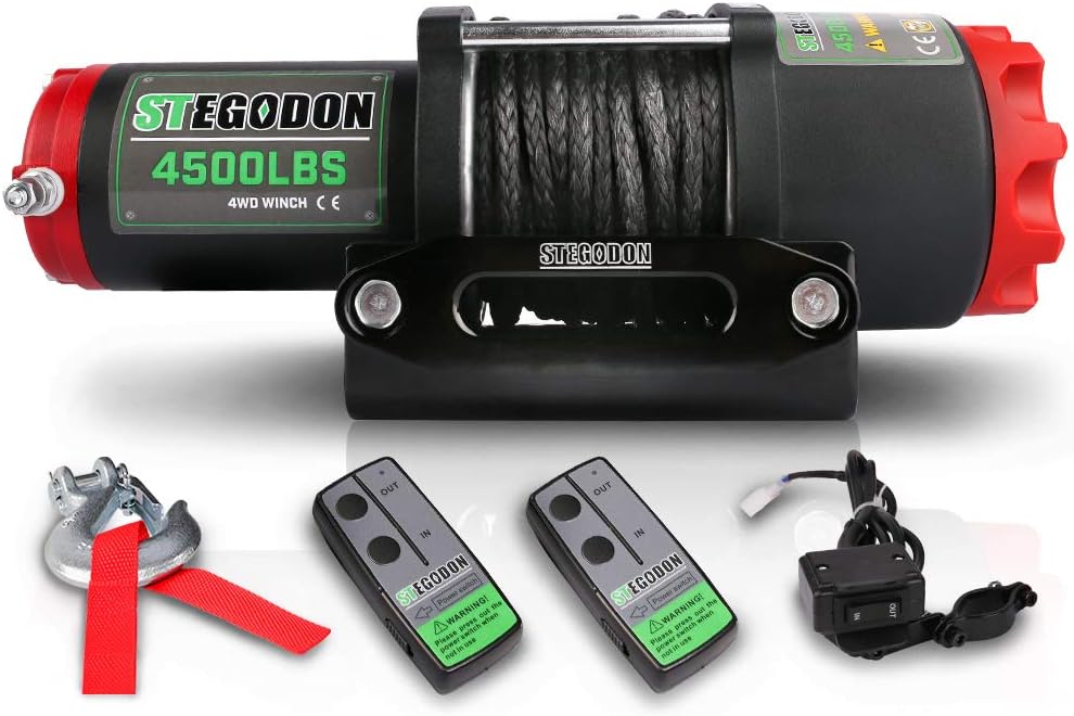 STEGODON New 4500 lb AllBlack Load Capacity Electric Winch,12V Black