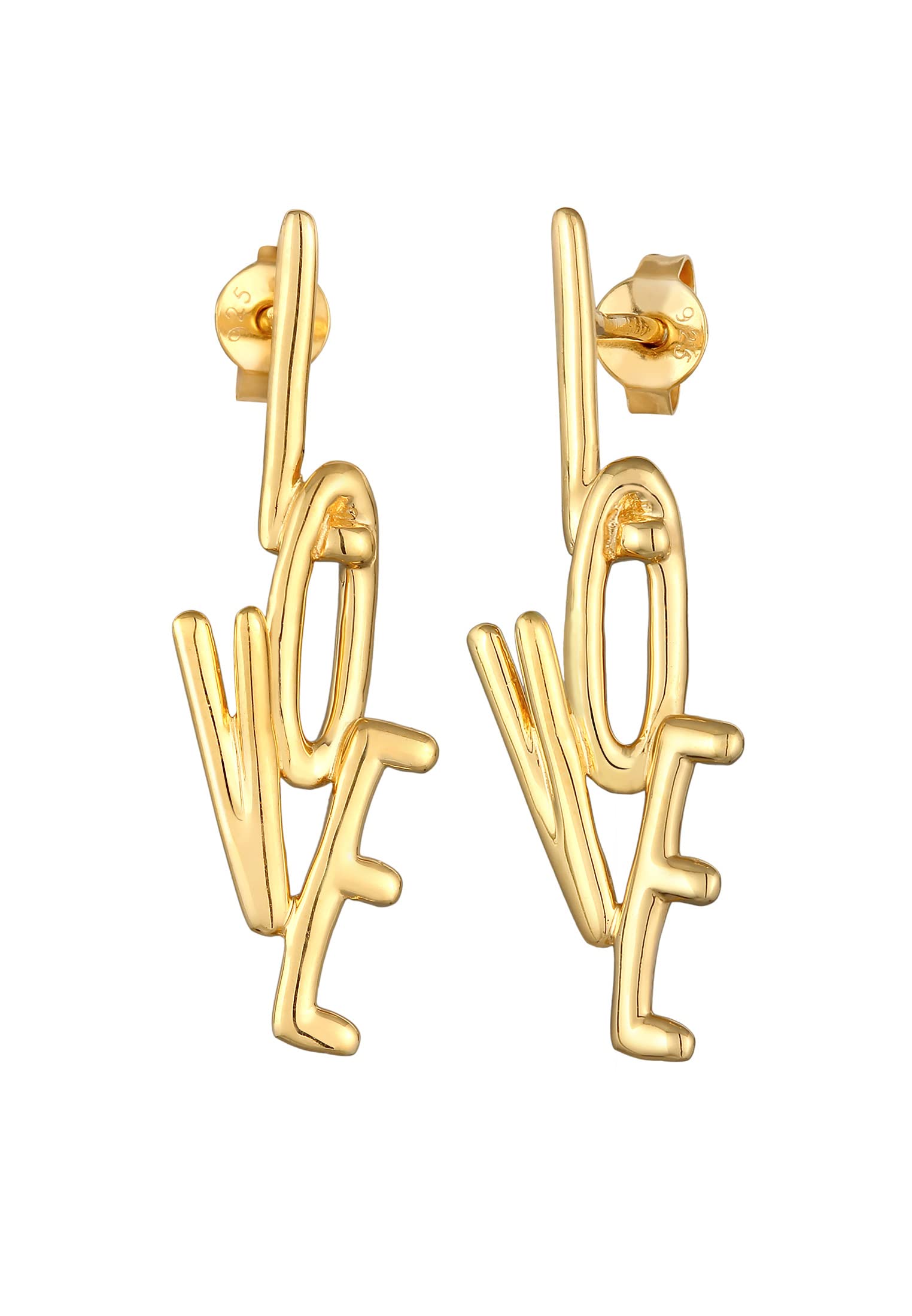 Elli Earrings Ladies Stud Earrings Love gold plated in 925 sterling silver