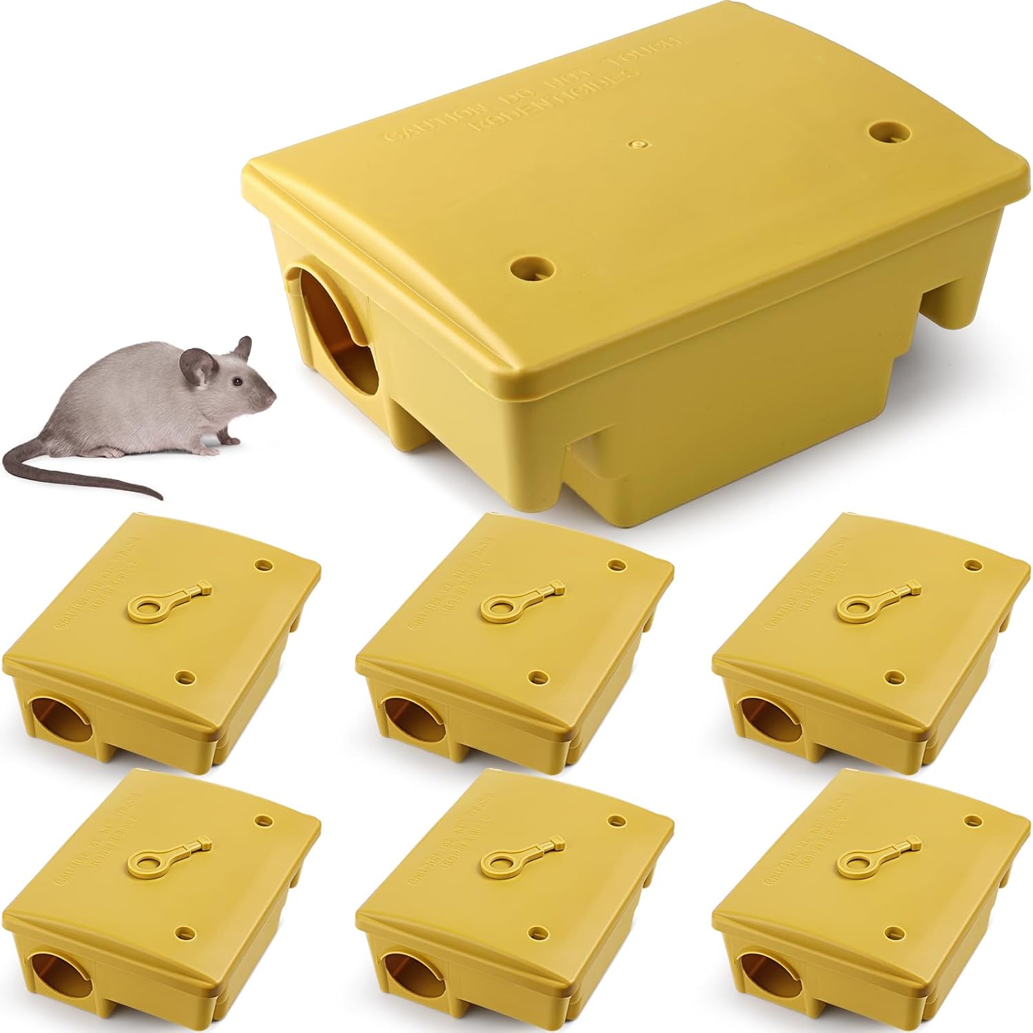 Qualirey 6 Pack Yellow Rat Bait Stations with Key Mouse