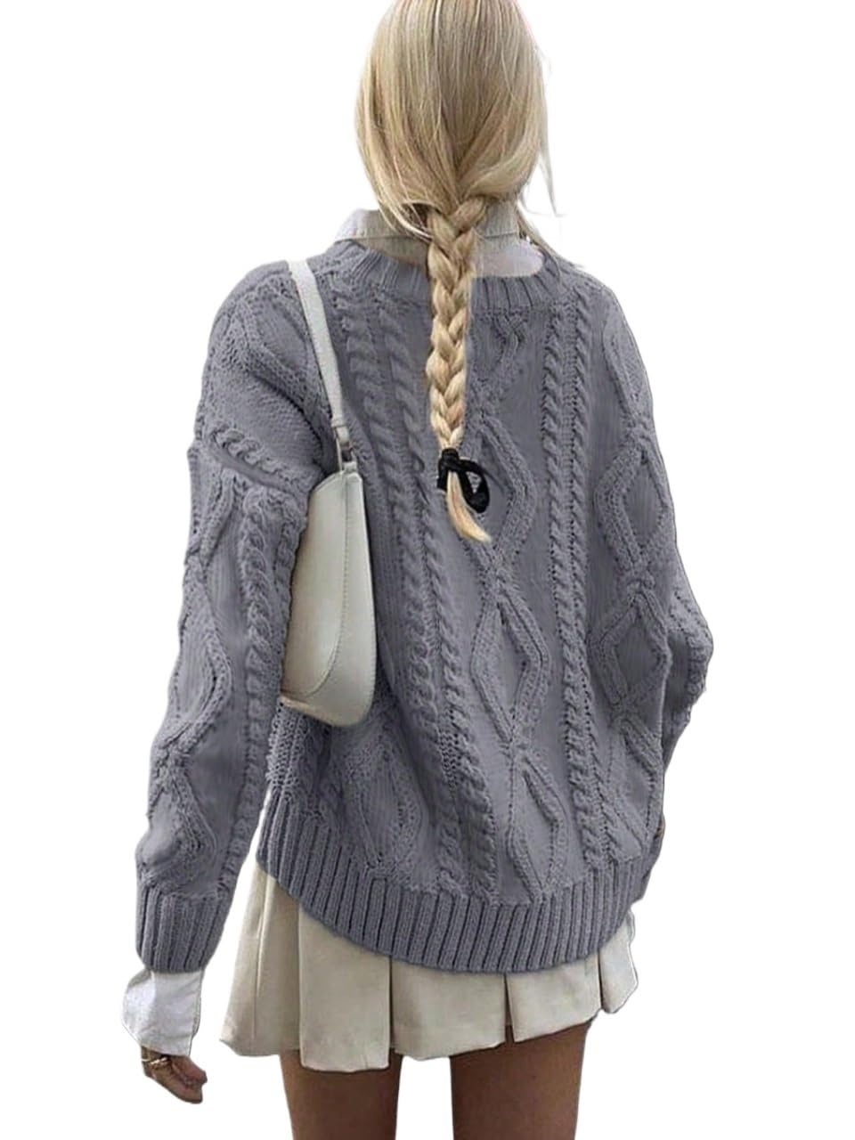 Womens Sweaters 2025 Knit Autumn and Winter Round Neck Long Sleeve Knit Sweater Tops