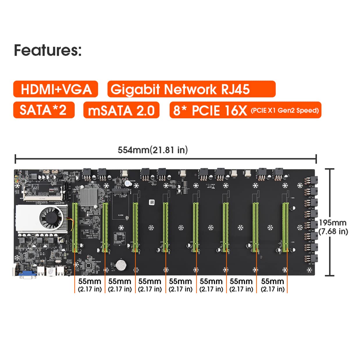 GPU Miner Mining Rig Machine System para Minar ETH Ethereum, 8 GPU Miner  que Incluye Placa