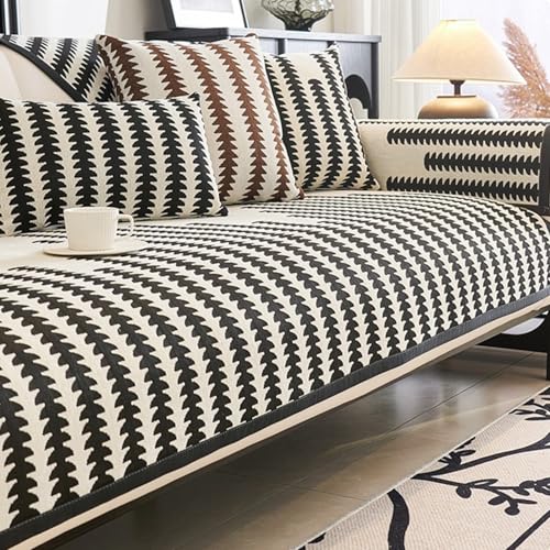 LZTET Funda De Sofá 1 2 3 4 Plazas,Tela De Chenilla Protector Cubre Sofa,Antimanchas Funda para Sofá De Esquina,con Base Antideslizante,Sofa para Gatos ArañAzo Y Perros Mascotas(70 * 150cm,Black)