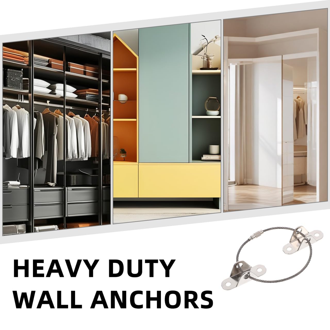 Angoily Adjustable Heavy Duty Furniture Straps Anti Tip Kit for Bookcase Dresser Shoe Cabinet Secure Furniture to Wall Baby Proofing Anchor - Image 4