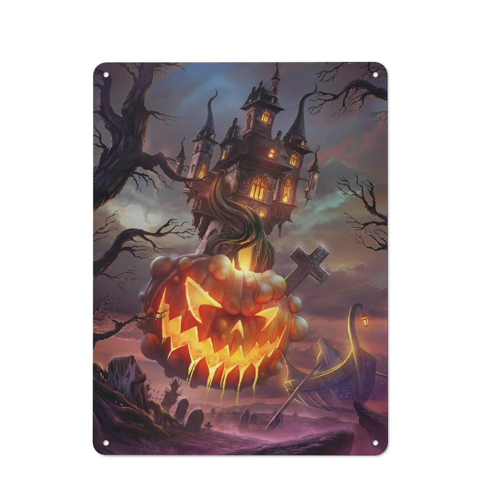 Junmoney Pumpkin House Metal Wall Sign 40X30cm Featuring For Pub Or Café, For Kitchen, Dining Room And Home Bar Wall Decor