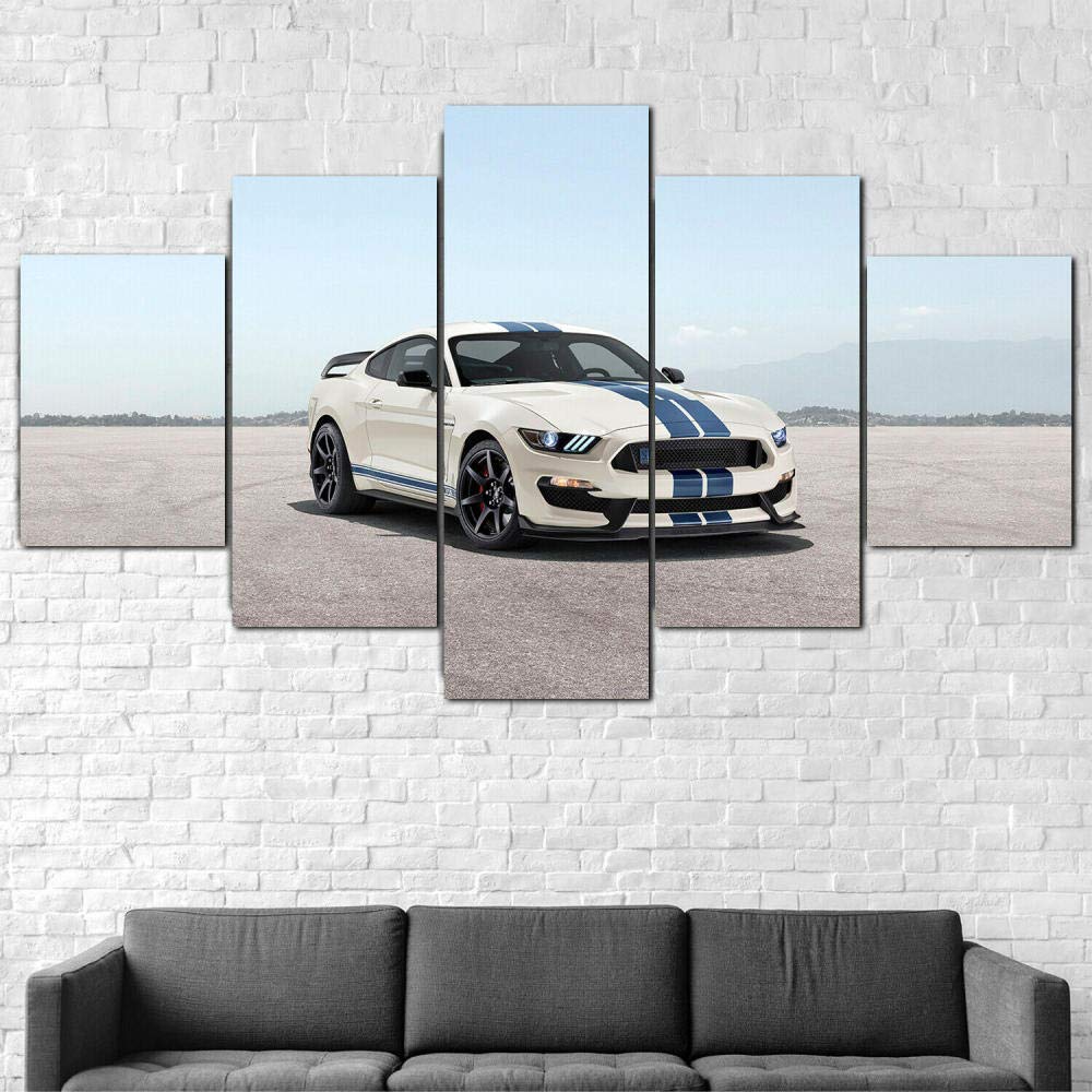 Lanuo 5 Piece Canvas Print Wall Art Decor Painting,2020 Shelby GT350 Heritage Car,Canvas Printing Poster Framed Home Decor Wall Art Artwork (150x80 cm)