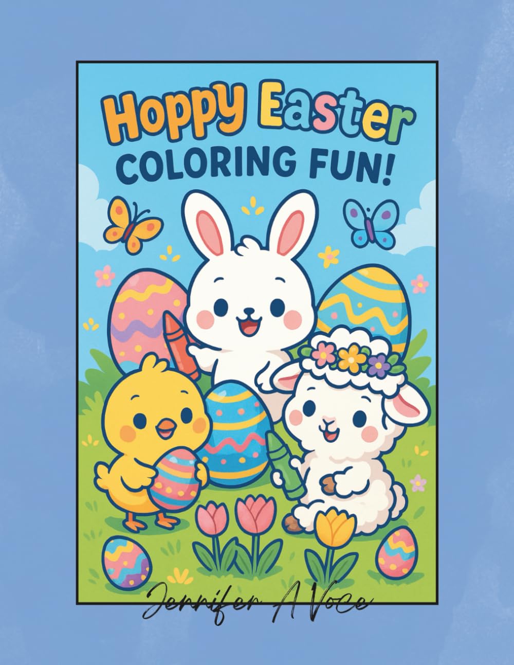 Hoppy Easter Coloring Fun!: Adorable Chibi Animals, Easter Eggs, and Spring Scenes for Kids