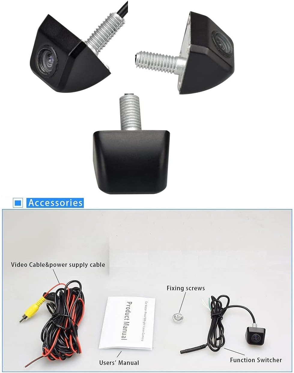 Night Vision 170 Degree Car Rear View/Reversing/Reverse Camera Universal Color CMOS Imaging Chip Backup Parking HD Front View Camera Version B Silver