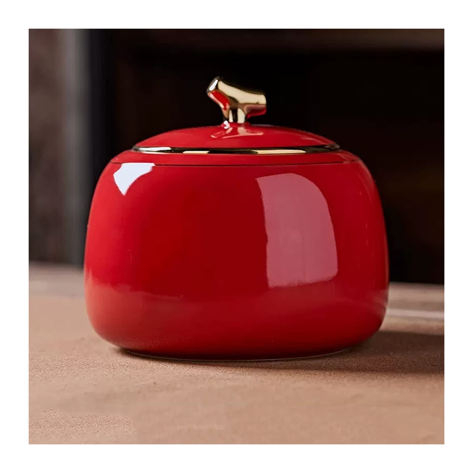 zhangrui1888 Tea Canister Shiny Ceramic Tea Caddy Canister Storage Container Tins Jar with Airtight Lid Lovely Tank for, Coffee, Herb, Sugar, Spice, Nuts, 800ML Tea Storage(Red)