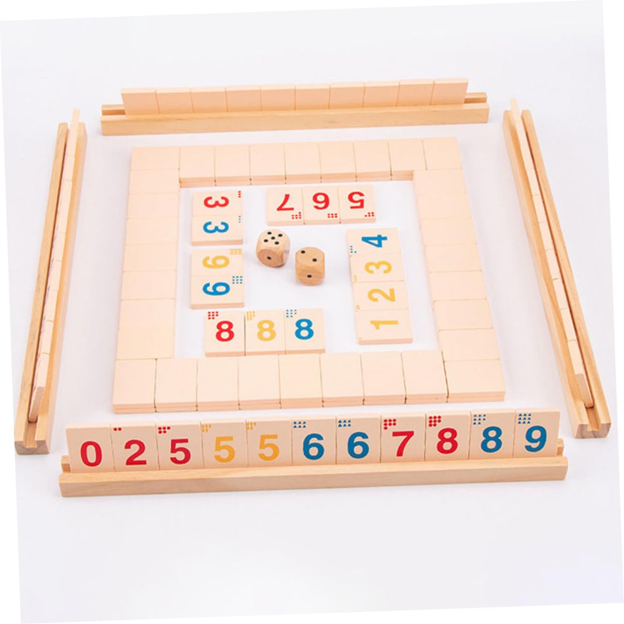 Jeu Bois Ferme Boîte avec Dés Numérotés Jeu de Société Portable pour Joueurs Divertissement Rapide et Éducatif pour Familles et Adultes