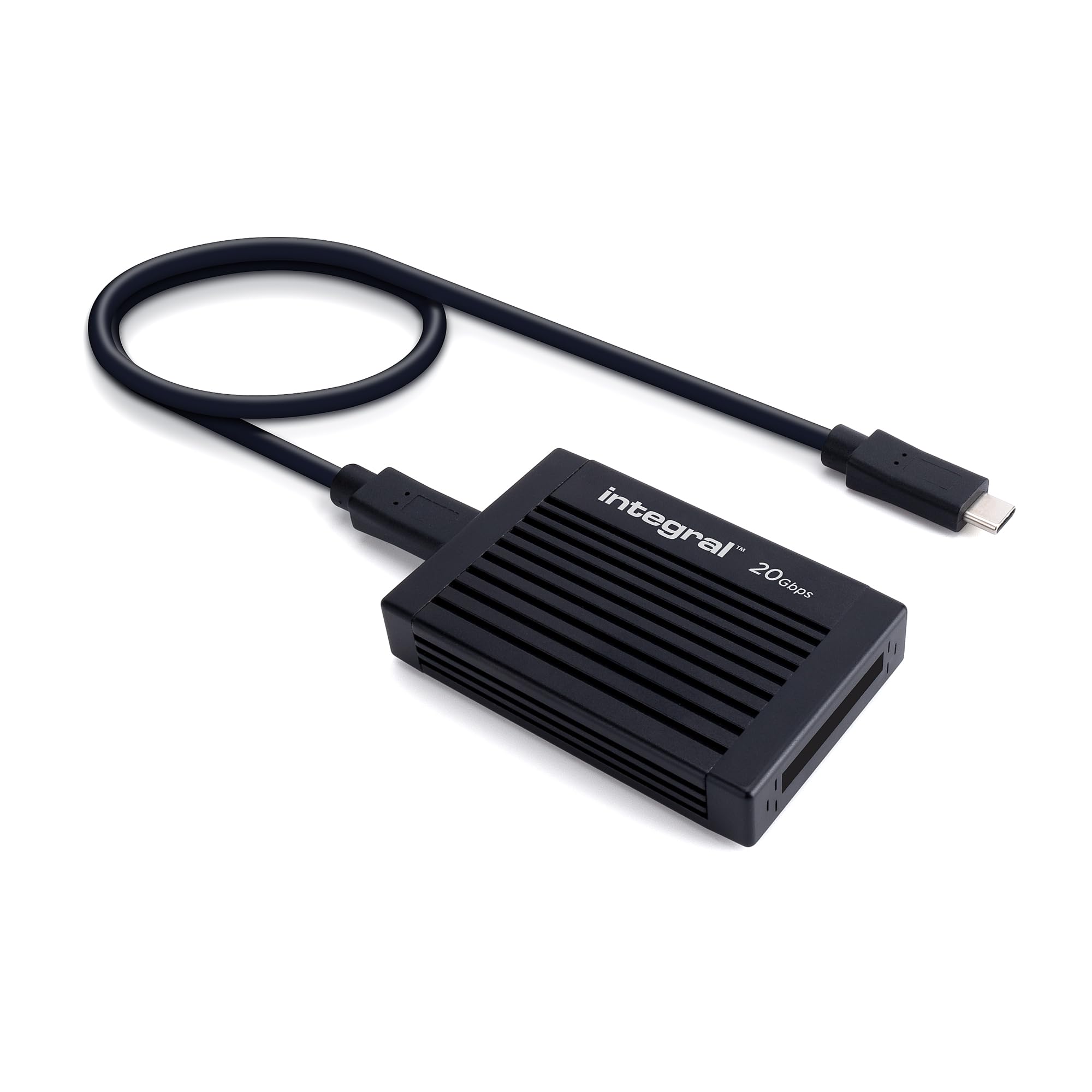 Integral CFexpress 2.0 Type B 20Gbps USB-C Memory Card Reader with 60cm cable, 3.2 Gen 2x2 Compatible with USB-C Ports High-Speed Transfer for Photographers, Videographers & Content Creators