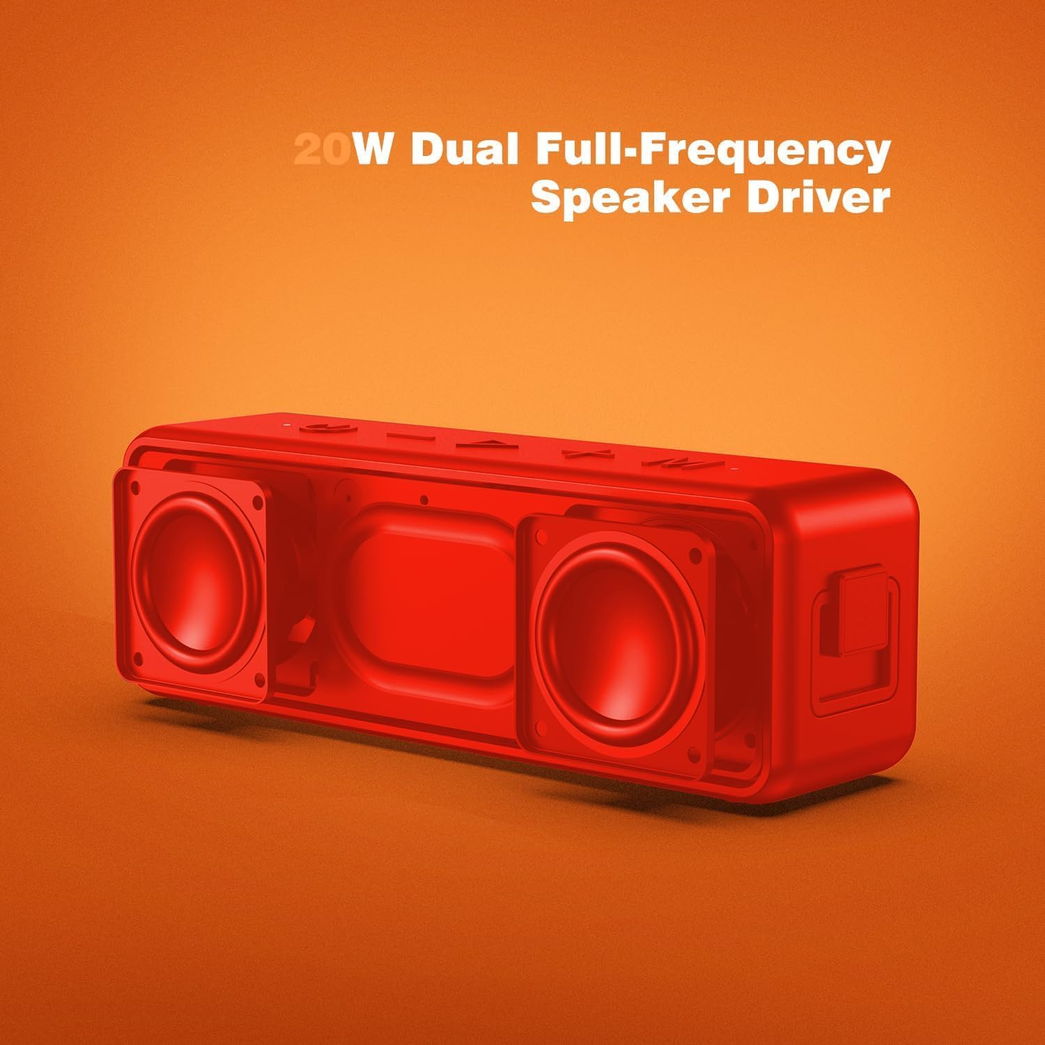 Raymate Bluetooth Speaker, Portable Speakers with IPX7 Waterproof, Wireless Blue Tooth 5.0, 20W Stereo Sound, TWS Pairing, 15H Playtime Small Shower Speaker for Outdoor Home Party Gift(Red) 3