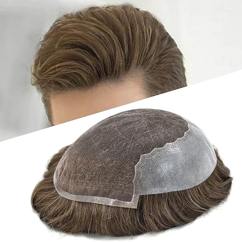 Tupé para hombres, cabello humano real, pieza de cabello para hombre, sistema de cabello de encaje suizo suave para hombres, sistema de reemplazo de