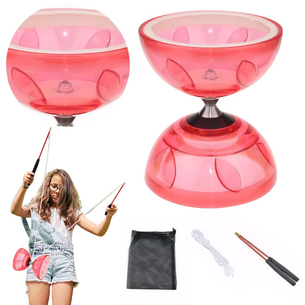 HTU Diabolo Yoyo con Cuerda de de Juego y Bolsa de Red para niños Mayores (Rojo)
