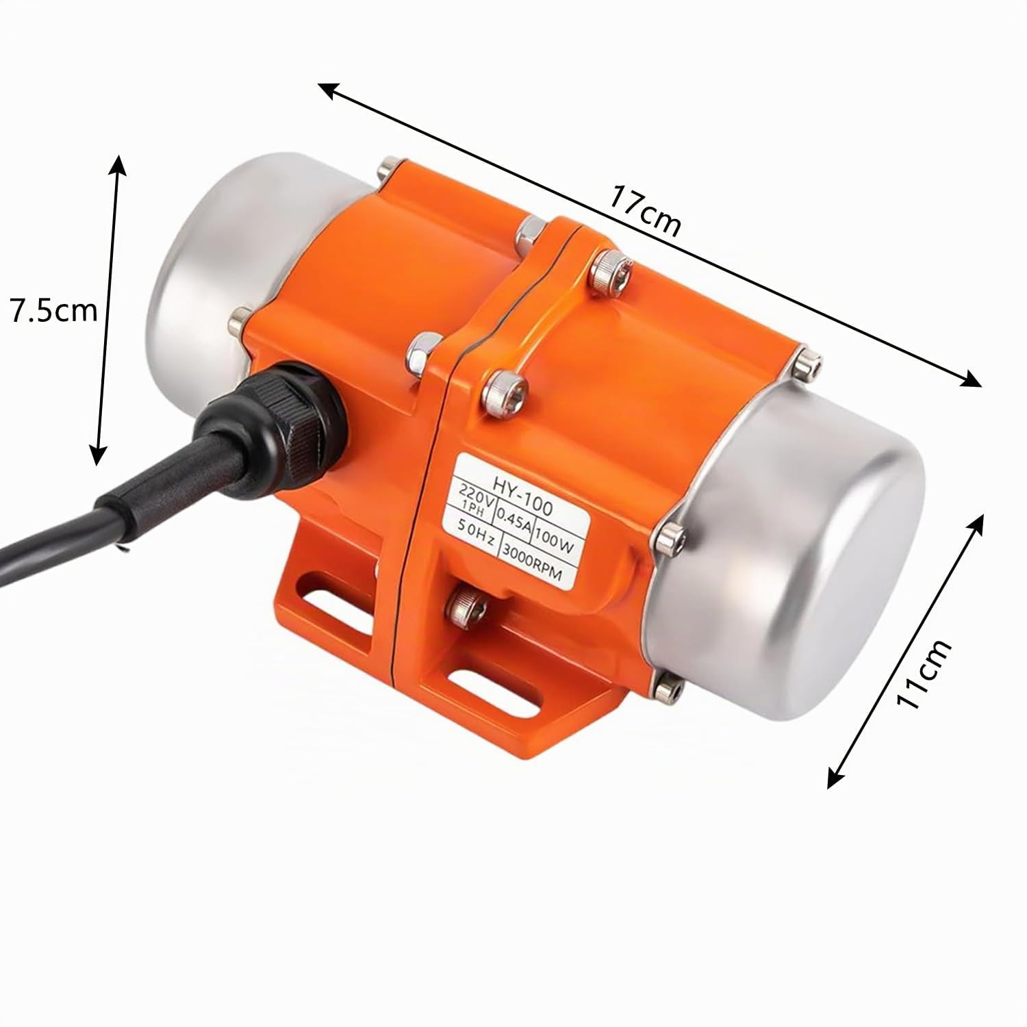 220V 100W Moteur Vibrant, Moteur de Vibration Monophasé, Petit Moteurs Vibrateur avec Régulateur de Vitesse en Continu de 0 à 3000 tr/min, pour l'exploitation Minière Métallurgie Charbon