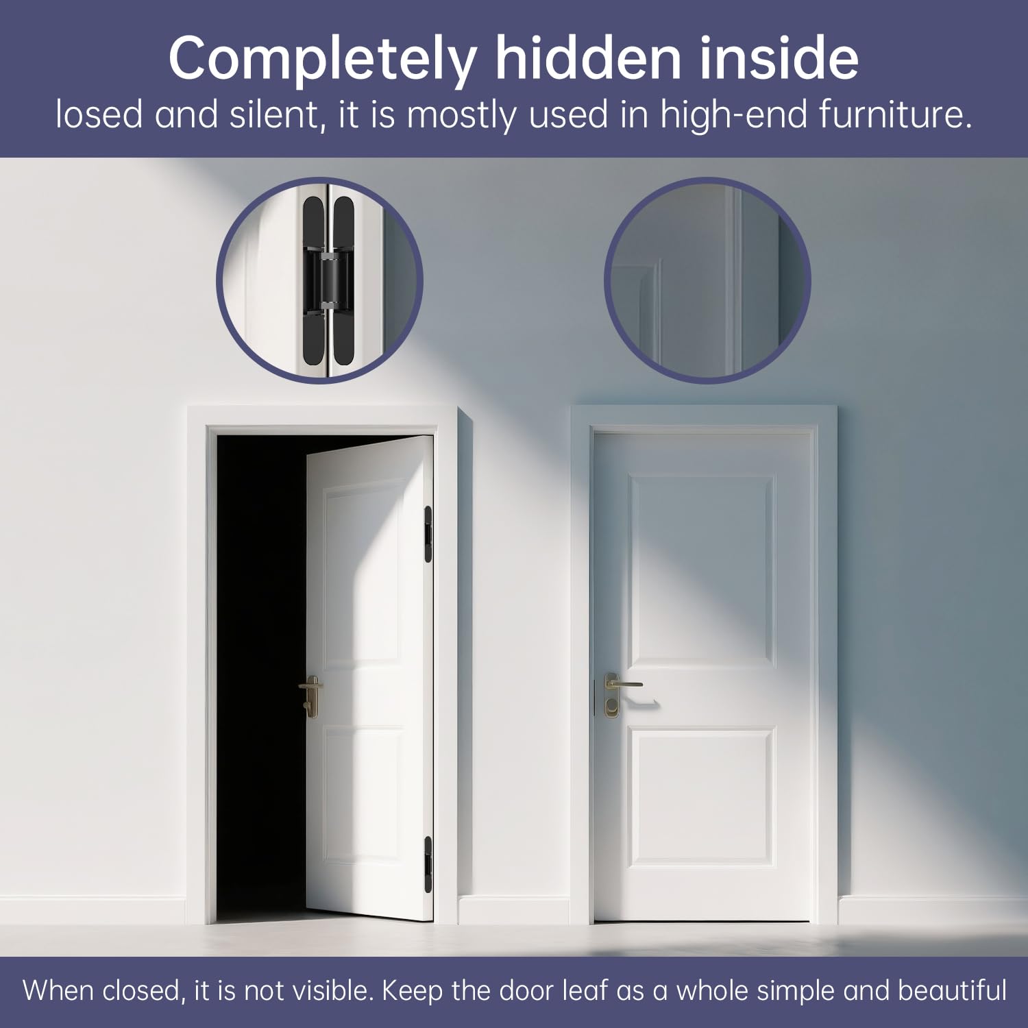 Bisagras ocultas de 6 pulgadas para puertas, bisagras ocultas, bisagras ocultas, aleación de zinc, bisagra oscilante de 180 grados, bisagra de puerta silenciosa ajustable de 3 vías, 6 x 2.5