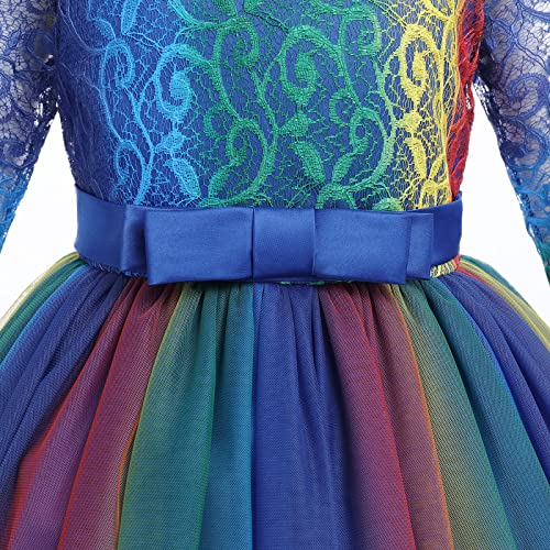 Image of Girls Flower Vintage Floral Lace 3 /4 Sleeves Floor Length Dress Wedding Party Evening Formal Pegeant Dance Gown