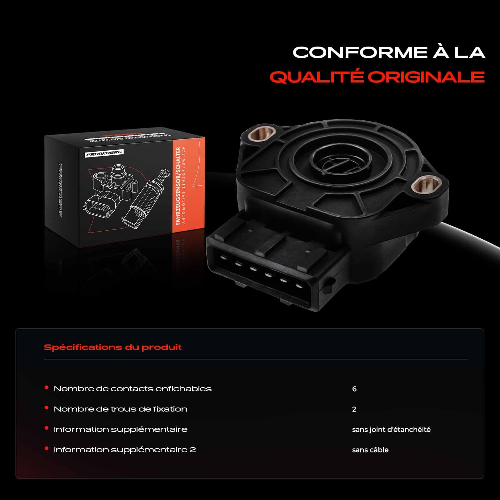 Frankberg Capteur de position du Papillon 6-Pôles Compatible avec M.egane II Break KM0/1 Kangoo KC0/1 Scénic II JM0/1 M.egane II Coupé-Cabriolet EM0/1 Grand Scénic II JM0/1 Remplacer# 8200139460